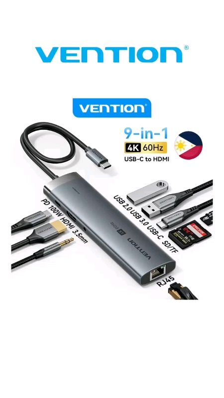 VENTION TYPE C HUB 5 IN 1 6 IN 1 PD100W PORTABLE MINI USB DOCKING STATION USB A ADAPTER USB3.0 5GBPS CONNECT TO HDMI VENTION TYPE C HUB 5 IN 1 6 IN 1