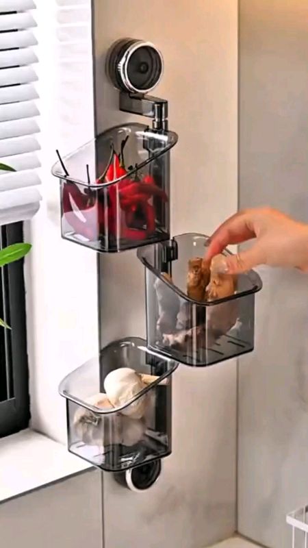 MULTIFUNCTIONAL WALL MOUNTED KITCHEN STORAGE BASKET WITH SUCTION CUP #wallmountedkitchenstoragebasket #kitchenstoragebasket #kitchenorganizer #Kitchen