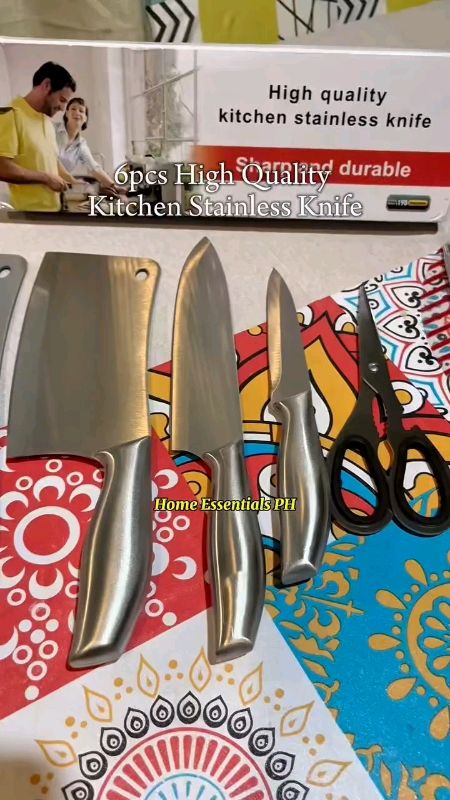 High quality stainless steel multi function kitchen knife set 6 pcs#followers #buynow #MasMuraSaShopee #FreeCoinsInShopeeVedio