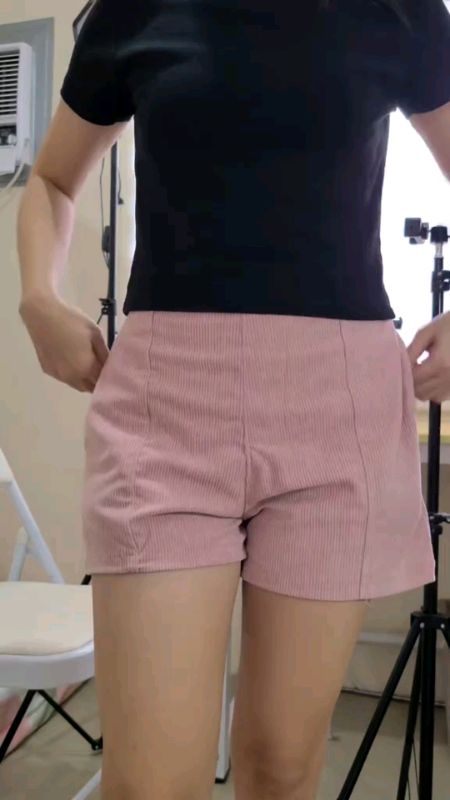 #Corduroy Lady Shorts(High Waist) Plain Corduroy Womenswear Comfortable Garterized with 2 Pockets #ladiesshorts #corduroyshort #trendyshortforwomen
