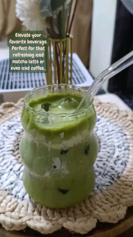 Elevate your favorite beverage. Perfect for that refreshing iced matcha latte or even iced coffee. 😋 #glass #mug #IcedCoffee #matchalatte