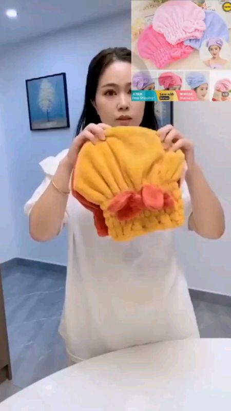 #vira #trindeng #Foldable #shoppe Microfiber Quick-drying Hair Dryer Hat Super Absorption Turban Hair Dry-Cap Quick-dry Hair