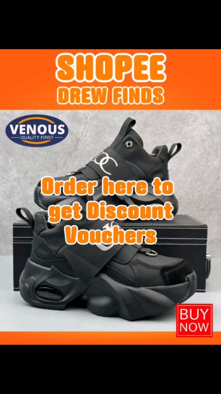 【Venous】2025 Original Black Chunky Shoes for Men Casual Sneakers for Men Rubber Sports Men's Shoes #MasMuraSaShopee #trending #fyp #freevouchers #sale