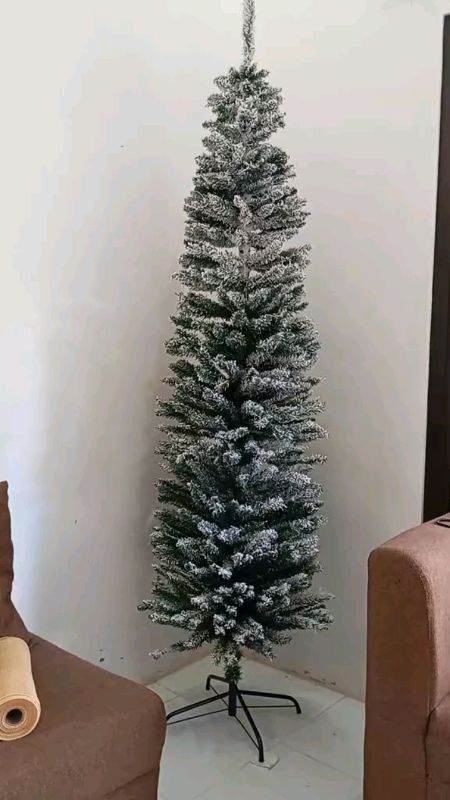 NUVOX 7ft Slim Christmas tree Thick Branch Tips Hinged Pencil Slim Xmas Tree With Snow#FreeCoinsInShopeeVideo #MasMuraSaShopee