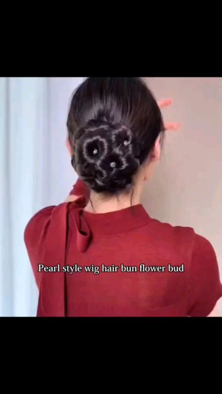 #MASMURASASHOPEE #Manila stock) 9 Flowers Faux Crystal Synthetic Bun hair Extensions Elastic bri...
