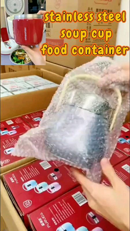 Vacuum soup cup food container with fork and spoon good quality #vacuumsoupcupcontainer #stainlesssteel #foodstorage