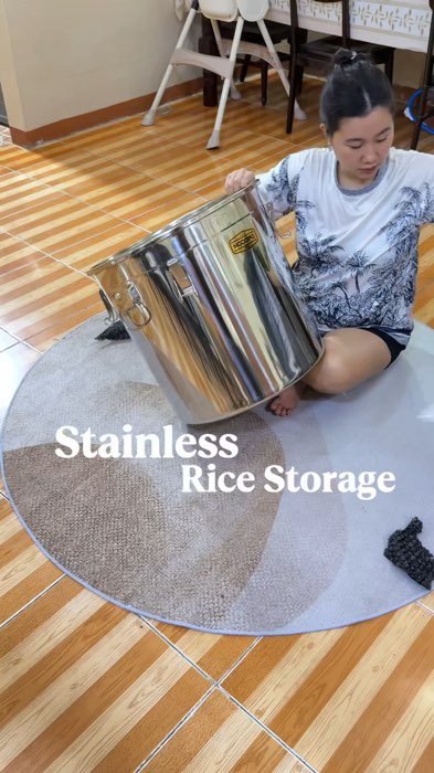 Stainless Rice Storage Bucket #ricestorage #ricebucket #stainlessstorage
