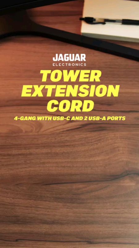 Jaguar Electronics Tower Extension Cord with USB-C and USB-A Ports Vertical Smart Socket#FreeCoinsInShoppeeVideo