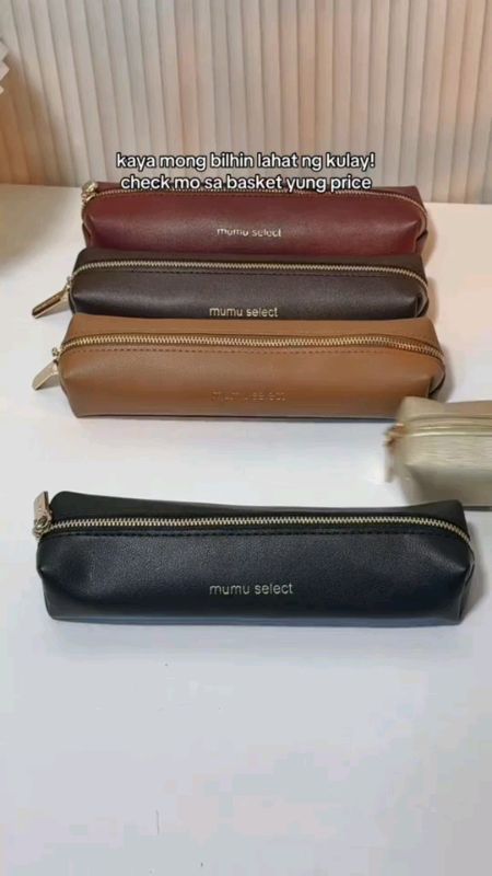 Leather Women Pencil Case Cosmetic Bag Coin Purse Pouch  #MasMuraSaShopee #FreeCoinsInShopeeVideo #fyp #shopee