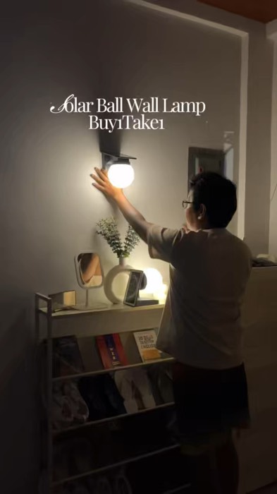 Solar Wall Lamp Ball Light Outdoor Built in Solar Panel No Wiring #solarlight #light #walllight #walllamp #outdoorlight