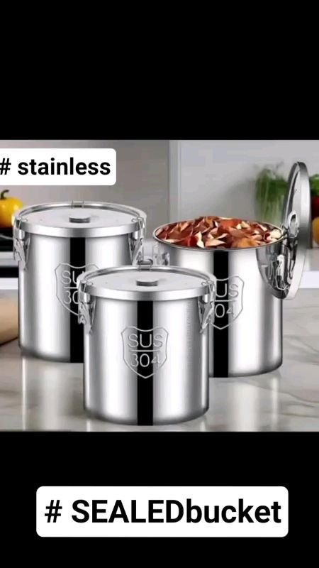 #SEALEDbucket #stainless #Moisture #proof and #insect proof #sealed bucket 304 stainless steel #ricebucket  #household #thickened #trending #tool