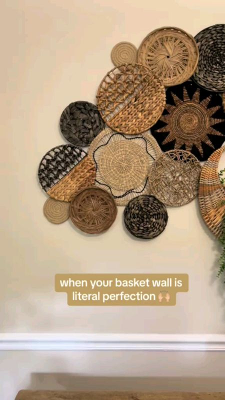 PERF Boho Wall Baskets, Seagrass Rattan Wicker Handmade Wall Art, Fashion 7PCS Round Shape Room Decor Wall Decor For Farmhouse, Living Room, Bedroom,