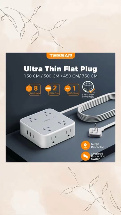 Slim design, powerful performance. Perfect for tight spaces behind furniture, desks and entertainment centers. 🔌⚡️