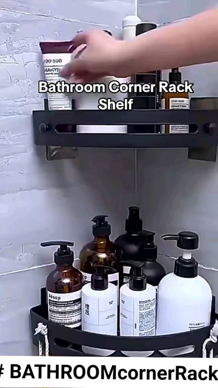 #BATHROOMcornerRack #Buy1take2 #Bathroom #organizer #Rack Wall #Mounted #triangle Corner #shelf #Storage Rack with #Hooks #trending #tool #diy