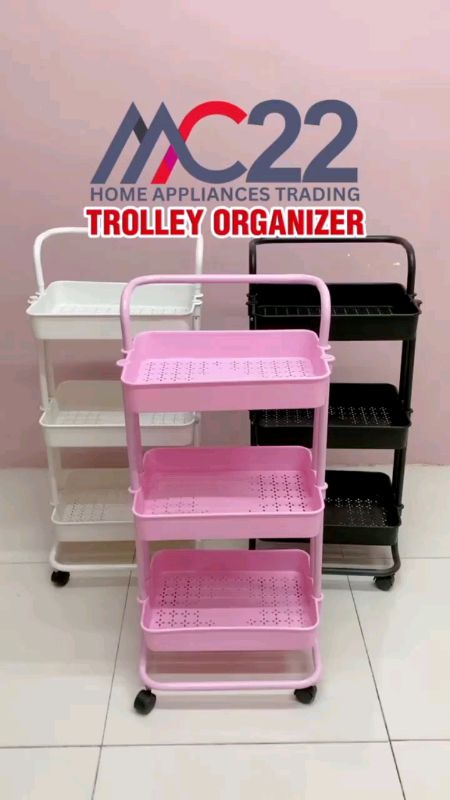 Home Large Storage Trolley - Carbon Steel Mesh | With Wheels & Space-Saving