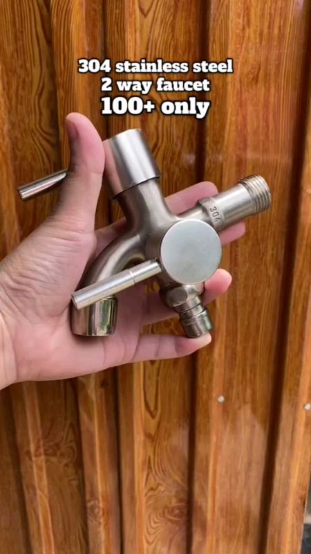 SUS304 Stainless Steel Faucet Two Way valve Faucet 1 in 2 out Head Water Bathroom Kitchen Wall Mount