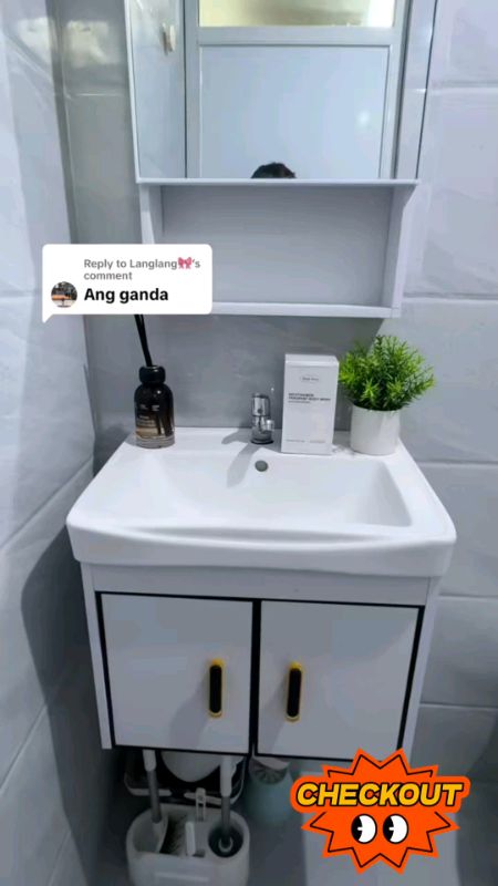 Aluminum Bathroom Cabinet With Mirror Light Lavatory Sink Complete Set Vanity Bathroom Sink Cabinet#sale #pinakamura #salesashopee #shopee #budol