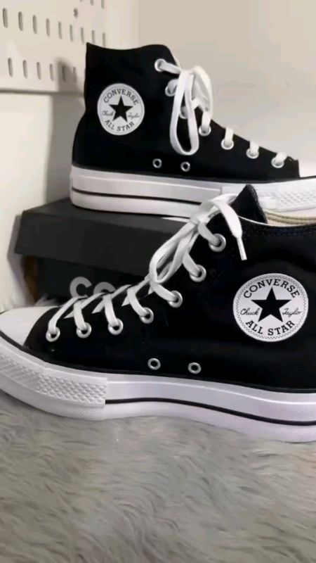 Check out CONVERSE WOMEN'S CHUCK TAYLOR ALL STAR PLATFORM CANVAS SNEAKERS - BLACK/WHITE/WHITE #converse #shoes #sneakers