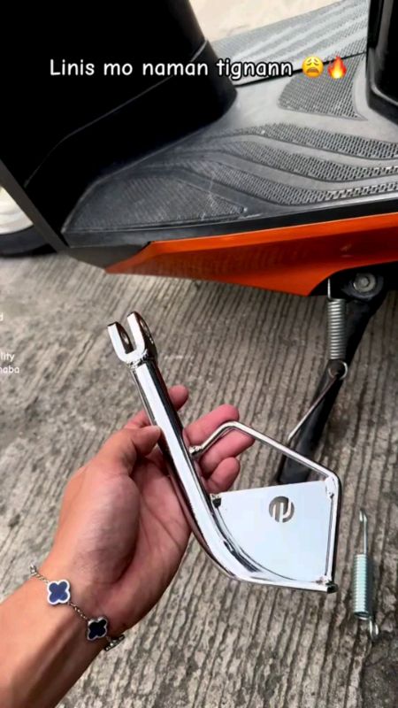 LEGITMOTO CLICK V2/V3/V4/160/BEAT SIDE STAND ASSY W/ SPRING CHROME L-11667 NON-SLIP SIDE KICKSTAND#FreeCoinsInShopeeVideo #MasMuraSaShopee