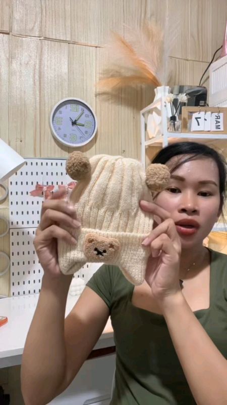 Bonnet For Newborn Knitted Hat For Baby Infant  Cotton Hats baby Bear Hat#pisocoinshopeevideo #followers #follower