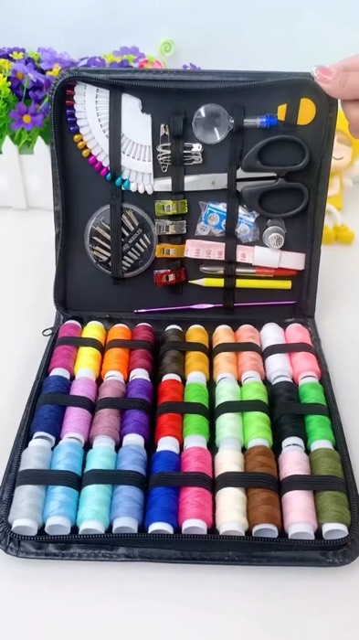 85Pcs/Set Portable Travel Sewing Box Needles Tools Stitching Embroidery Craft Sewing Kits #sewingkit #sewing #fyp