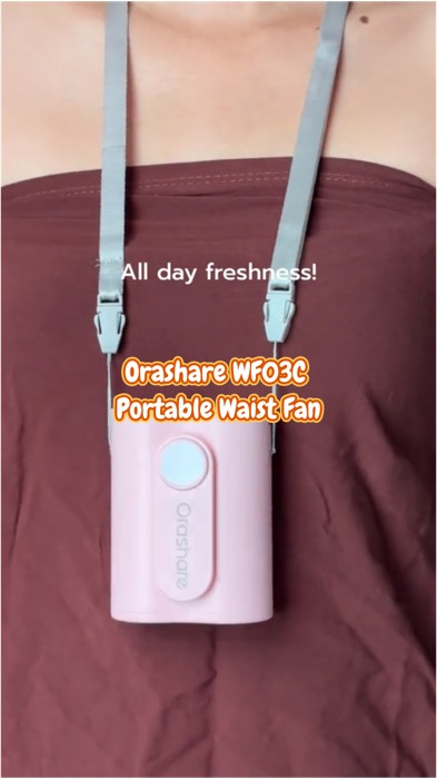 ￼Orashare WF03C Portable Waist Fan with Ice Cooling 5 Speed Strong Wind Hands-Free Neck Fan #murasashopee