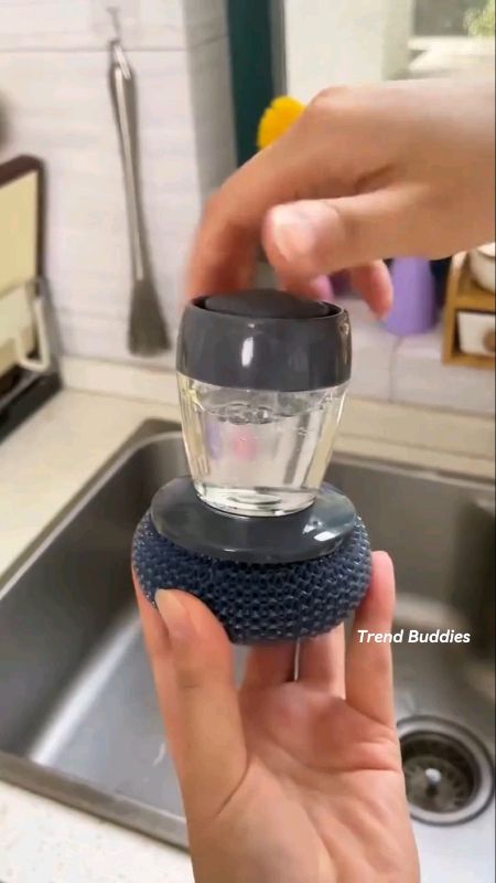Automatic liquid filling kitchen artifact cleaning brush dishwashing brush steel ball brush #steelballbrush #cleaningbrush #dishwashingbrush