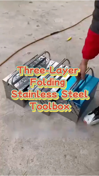 Three-Layer Folding Stainless Steel Toolbox #toolset #handtools #toolbox #fyp