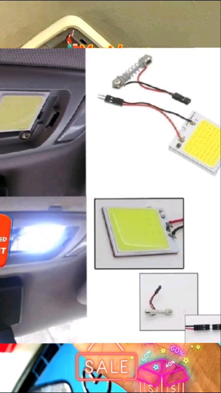 LED COB Car Interior Light - Universal Dome Lamp with T10 Festoon Adapter for Roof & Cabin