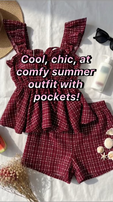 Cool, chic, at comfy summer outfit with pockets!  #SummerChic #ButterflySleevesTerno #RuffledHemShort #WomenFashion #coord  #SummerOutfitGoals