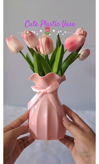 Plastic Flower Vase Cute Bow vase minimalist #PlasticVase #FlowerPot #Vase #MasMuraSaShopee