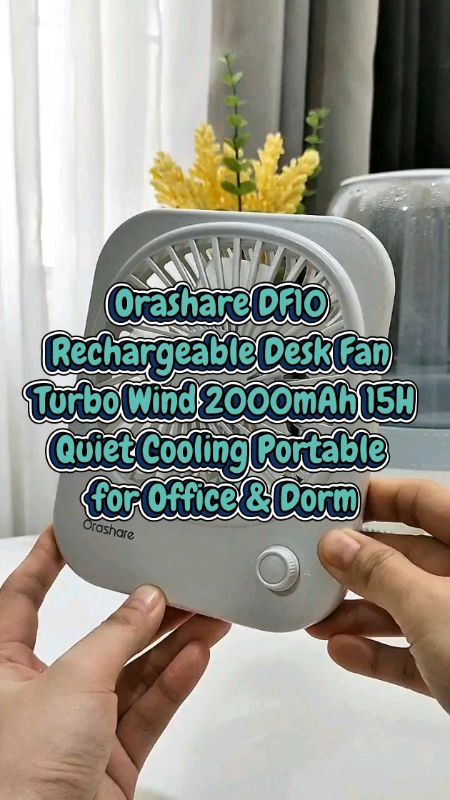 Orashare DF10 Rechargeable Desk Fan Turbo Wind 2000mAh 15H Quiet Cooling Portable for Office & Dorm #MasMuraSaShopee #FreeCoinsInShopeeVideo #Fyp