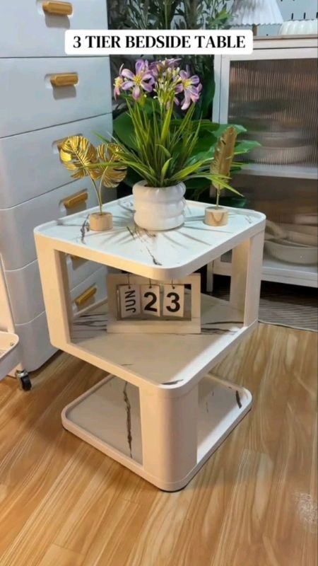 Aesthetic 3 Tier Bedside Table! #sidetable #bedsidetable #coffeetable #table #aesthetictable #MasMuraSaShopee #FreeCoinsInShopeeVideo #HugotSaShopee