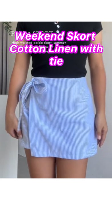Weekend Skort Cotton Linen with tie #skort #withtie #fyp #trend #HugotSaShopee #MasMuraSaShopee #FreeCoinsInShopeeVideo